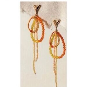 New Free People Reese Dangle Orange and Yellow Beaded Earrings